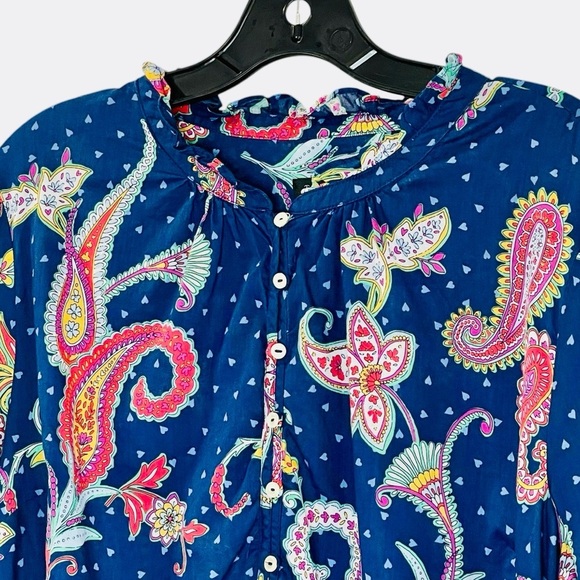 TALBOTS BAND COLLAR POPOVER - TWINKLE PAISLEY SIZ XL - Picture 3 of 13